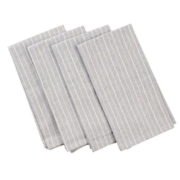 MEEMA Blue Striped Cotton Kitchen Napkins Upcycled Denim and Cotton Set of 4 - Picture 1 of 7